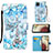 Leather Case Stands Fashionable Pattern Flip Cover Holder Y02B for Samsung Galaxy A12 Mint Blue