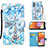 Leather Case Stands Fashionable Pattern Flip Cover Holder Y02B for Samsung Galaxy A32 4G Mint Blue