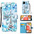 Leather Case Stands Fashionable Pattern Flip Cover Holder Y02B for Samsung Galaxy A42 5G Mint Blue