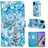 Leather Case Stands Fashionable Pattern Flip Cover Holder Y02B for Samsung Galaxy A51 5G Mint Blue