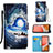 Leather Case Stands Fashionable Pattern Flip Cover Holder Y02B for Samsung Galaxy A72 4G Navy Blue