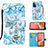 Leather Case Stands Fashionable Pattern Flip Cover Holder Y02B for Samsung Galaxy A72 5G Mint Blue