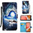 Leather Case Stands Fashionable Pattern Flip Cover Holder Y02B for Samsung Galaxy A72 5G Navy Blue