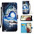 Leather Case Stands Fashionable Pattern Flip Cover Holder Y02B for Samsung Galaxy F12 Navy Blue