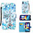 Leather Case Stands Fashionable Pattern Flip Cover Holder Y02B for Samsung Galaxy M11 Mint Blue