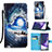 Leather Case Stands Fashionable Pattern Flip Cover Holder Y02B for Samsung Galaxy Note 20 Ultra 5G Navy Blue