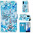 Leather Case Stands Fashionable Pattern Flip Cover Holder Y02B for Samsung Galaxy S20 5G Mint Blue