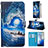 Leather Case Stands Fashionable Pattern Flip Cover Holder Y02B for Samsung Galaxy S20 5G Navy Blue