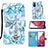 Leather Case Stands Fashionable Pattern Flip Cover Holder Y02B for Samsung Galaxy S20 FE (2022) 5G Mint Blue