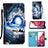 Leather Case Stands Fashionable Pattern Flip Cover Holder Y02B for Samsung Galaxy S20 FE (2022) 5G Navy Blue