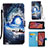 Leather Case Stands Fashionable Pattern Flip Cover Holder Y02B for Samsung Galaxy XCover 5 SM-G525F Navy Blue