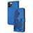 Leather Case Stands Fashionable Pattern Flip Cover Holder Y02X for Apple iPhone 14 Pro Blue