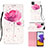 Leather Case Stands Fashionable Pattern Flip Cover Holder Y03B for Samsung Galaxy A22 5G Pink