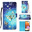 Leather Case Stands Fashionable Pattern Flip Cover Holder Y03B for Samsung Galaxy A32 4G Sky Blue