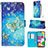 Leather Case Stands Fashionable Pattern Flip Cover Holder Y03B for Samsung Galaxy A41 Sky Blue