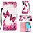 Leather Case Stands Fashionable Pattern Flip Cover Holder Y03B for Samsung Galaxy A52 5G Hot Pink