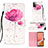 Leather Case Stands Fashionable Pattern Flip Cover Holder Y03B for Samsung Galaxy A72 4G Pink