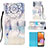 Leather Case Stands Fashionable Pattern Flip Cover Holder Y03B for Samsung Galaxy M32 5G Mint Blue
