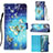 Leather Case Stands Fashionable Pattern Flip Cover Holder Y03B for Samsung Galaxy Note 20 5G Sky Blue