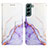 Leather Case Stands Fashionable Pattern Flip Cover Holder Y03B for Samsung Galaxy S21 FE 5G Purple