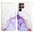 Leather Case Stands Fashionable Pattern Flip Cover Holder Y03B for Samsung Galaxy S22 Ultra 5G Purple