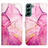 Leather Case Stands Fashionable Pattern Flip Cover Holder Y03B for Samsung Galaxy S24 5G Hot Pink