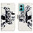 Leather Case Stands Fashionable Pattern Flip Cover Holder Y03B for Xiaomi Redmi 10 5G Black
