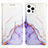 Leather Case Stands Fashionable Pattern Flip Cover Holder Y04B for Apple iPhone 13 Pro Max Purple