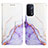 Leather Case Stands Fashionable Pattern Flip Cover Holder Y04B for Oppo A54 5G Purple