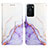 Leather Case Stands Fashionable Pattern Flip Cover Holder Y04B for Oppo A55S 5G Purple