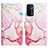 Leather Case Stands Fashionable Pattern Flip Cover Holder Y04B for Oppo A74 5G Pink