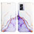 Leather Case Stands Fashionable Pattern Flip Cover Holder Y04B for Oppo A77 5G Purple