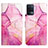 Leather Case Stands Fashionable Pattern Flip Cover Holder Y04B for Oppo Reno5 Lite Hot Pink