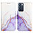 Leather Case Stands Fashionable Pattern Flip Cover Holder Y04B for Oppo Reno6 5G Purple