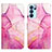 Leather Case Stands Fashionable Pattern Flip Cover Holder Y04B for Oppo Reno6 Pro 5G India Hot Pink