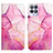 Leather Case Stands Fashionable Pattern Flip Cover Holder Y04B for Realme 8i Hot Pink