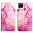 Leather Case Stands Fashionable Pattern Flip Cover Holder Y04B for Realme C12 Hot Pink