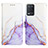 Leather Case Stands Fashionable Pattern Flip Cover Holder Y04B for Realme Q3i 5G Purple