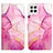 Leather Case Stands Fashionable Pattern Flip Cover Holder Y04B for Samsung Galaxy A22 4G Hot Pink