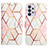 Leather Case Stands Fashionable Pattern Flip Cover Holder Y04B for Samsung Galaxy A32 5G White