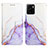 Leather Case Stands Fashionable Pattern Flip Cover Holder Y04B for Vivo Y01 Purple