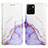 Leather Case Stands Fashionable Pattern Flip Cover Holder Y04B for Vivo Y32t Purple