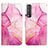 Leather Case Stands Fashionable Pattern Flip Cover Holder Y04B for Vivo Y50t Hot Pink