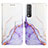 Leather Case Stands Fashionable Pattern Flip Cover Holder Y04B for Vivo Y70S 5G Purple