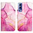 Leather Case Stands Fashionable Pattern Flip Cover Holder Y04B for Vivo Y75s 5G Hot Pink