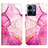 Leather Case Stands Fashionable Pattern Flip Cover Holder Y04B for Vivo Y77 5G Hot Pink