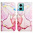 Leather Case Stands Fashionable Pattern Flip Cover Holder Y04B for Xiaomi Redmi 10 5G Pink