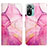 Leather Case Stands Fashionable Pattern Flip Cover Holder Y04B for Xiaomi Redmi Note 10 4G Hot Pink