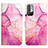 Leather Case Stands Fashionable Pattern Flip Cover Holder Y04B for Xiaomi Redmi Note 10 5G Hot Pink