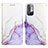 Leather Case Stands Fashionable Pattern Flip Cover Holder Y04B for Xiaomi Redmi Note 10 5G Purple